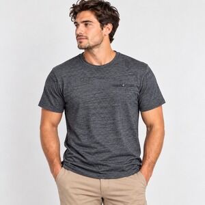 Buttercloth 3XL V-Neck Charcoal Gray Heather Minimalist Short Sleeve Men Shirt